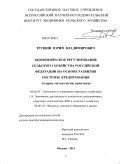 Трушин, Юрий Владимирович. Экономическое регулирование сельского хозяйства Российской Федерации на основе развития системы кредитования: теория, методология. практика: дис. доктор экономических наук: 08.00.05 - Экономика и управление народным хозяйством: теория управления экономическими системами; макроэкономика; экономика, организация и управление предприятиями, отраслями, комплексами; управление инновациями; региональная экономика; логистика; экономика труда. Москва. 2011. 331 с.