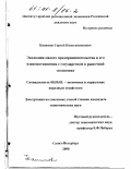 Канюков, Сергей Константинович. Эволюция малого предпринимательства и его взаимоотношения с государством в рыночной экономике: дис. кандидат экономических наук: 08.00.05 - Экономика и управление народным хозяйством: теория управления экономическими системами; макроэкономика; экономика, организация и управление предприятиями, отраслями, комплексами; управление инновациями; региональная экономика; логистика; экономика труда. Санкт-Петербург. 2000. 176 с.