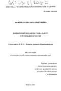 Халетская, Светлана Анатольевна. Финансовый механизм социального страхования в России: дис. кандидат экономических наук: 08.00.10 - Финансы, денежное обращение и кредит. Иркутск. 2002. 165 с.