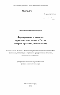 Ефремова, Марина Владимировна. Формирование и развитие туристического рынка в России: теория, практика, методология: дис. доктор экономических наук: 08.00.05 - Экономика и управление народным хозяйством: теория управления экономическими системами; макроэкономика; экономика, организация и управление предприятиями, отраслями, комплексами; управление инновациями; региональная экономика; логистика; экономика труда. Нижний Новгород. 2006. 290 с.