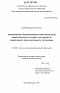 Панова, Ирина Валентиновна. Формирование информационно-технологической компетентности будущего руководителя дошкольного образовательного учреждения: дис. кандидат педагогических наук: 13.00.08 - Теория и методика профессионального образования. Нижний Новгород. 2007. 202 с.