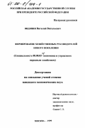Видяпин, Виталий Витальевич. Формирование хозяйственных руководителей нового поколения: дис. кандидат экономических наук: 08.00.05 - Экономика и управление народным хозяйством: теория управления экономическими системами; макроэкономика; экономика, организация и управление предприятиями, отраслями, комплексами; управление инновациями; региональная экономика; логистика; экономика труда. Москва. 1999. 148 с.