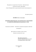 Шамина Ольга Алексеевна. Формирование модели стратегического управления малыми предприятиями медиаиндустрии: дис. кандидат наук: 08.00.05 - Экономика и управление народным хозяйством: теория управления экономическими системами; макроэкономика; экономика, организация и управление предприятиями, отраслями, комплексами; управление инновациями; региональная экономика; логистика; экономика труда. ФГБОУ ВО «Санкт-Петербургский государственный экономический университет». 2021. 194 с.