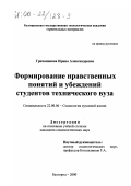 Гричаникова, Ирина Александровна. Формирование нравственных понятий и убеждений студентов технического вуза: дис. кандидат социологических наук: 22.00.06 - Социология культуры, духовной жизни. Белгород. 2000. 219 с.