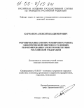 Кармаков, Алексей Владимирович. Формирование оптово-розничного рынка электрической энергии в условиях реформирования электроэнергетики Российской Федерации: дис. кандидат экономических наук: 08.00.05 - Экономика и управление народным хозяйством: теория управления экономическими системами; макроэкономика; экономика, организация и управление предприятиями, отраслями, комплексами; управление инновациями; региональная экономика; логистика; экономика труда. Москва. 2004. 225 с.