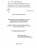 Межова, Людмила Николаевна. Формирование организационных структур управления интегрированными предприятиями в промышленности: дис. кандидат экономических наук: 08.00.05 - Экономика и управление народным хозяйством: теория управления экономическими системами; макроэкономика; экономика, организация и управление предприятиями, отраслями, комплексами; управление инновациями; региональная экономика; логистика; экономика труда. Барнаул. 2005. 193 с.