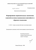 Ильичева, Елена Владимировна. Формирование первоначальных химических понятий на основе взаимосвязи понятийного и образного мышления: дис. кандидат педагогических наук: 13.00.02 - Теория и методика обучения и воспитания (по областям и уровням образования). Москва. 2009. 179 с.