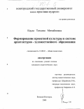 Кауда, Татьяна Михайловна. Формирование проектной культуры в системе архитектурно-художественного образования: дис. кандидат педагогических наук: 13.00.01 - Общая педагогика, история педагогики и образования. Великий Новгород. 2000. 283 с.