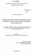 Батукова, Луиза Рихардовна. Формирование процессно-ориентированной структуры управления среднего многопрофильного предприятия корпоративного типа: дис. кандидат экономических наук: 08.00.05 - Экономика и управление народным хозяйством: теория управления экономическими системами; макроэкономика; экономика, организация и управление предприятиями, отраслями, комплексами; управление инновациями; региональная экономика; логистика; экономика труда. Красноярск. 2007. 161 с.