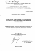 Загитов, Руслан Хабибович. Формирование рациональных организационных структур сельскохозяйственных предприятий в условиях рынка: дис. кандидат экономических наук: 08.00.05 - Экономика и управление народным хозяйством: теория управления экономическими системами; макроэкономика; экономика, организация и управление предприятиями, отраслями, комплексами; управление инновациями; региональная экономика; логистика; экономика труда. Новосибирск. 2005. 222 с.