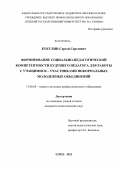 Кукулин, Сергей Сергеевич. Формирование социально-педагогической компетентности будущего педагога для работы с учащимися - участниками неформальных молодежных объединений: дис. кандидат педагогических наук: 13.00.08 - Теория и методика профессионального образования. Елец. 2012. 232 с.