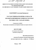 Работкевич, Александр Викторович. Государственная политика в области охраны памятников истории и культуры в России в XVIII - начале XX века: дис. кандидат культурол. наук: 24.00.03 - Музееведение, консервация и реставрация историко-культурных объектов. Москва. 1999. 295 с.