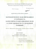 Андронов, Артем Николаевич. Математическое моделирование и устойчивость капиллярно-гравитационных волн в слоях жидкости со свободной границей: дис. кандидат физико-математических наук: 05.13.18 - Математическое моделирование, численные методы и комплексы программ. Саранск. 2010. 126 с.