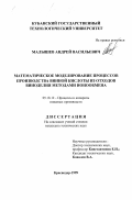 Малышев, Андрей Васильевич. Математическое моделирование процессов производства винной кислоты из отходов виноделия методами ионообмена: дис. кандидат технических наук: 05.18.12 - Процессы и аппараты пищевых производств. Краснодар. 1999. 148 с.