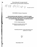 Тихонкина, Наталья Геннадьевна. Моделирование процесса интеграции психолого-педагогической составляющей в содержание высшего технического образования: дис. кандидат педагогических наук: 13.00.01 - Общая педагогика, история педагогики и образования. Новосибирск. 2000. 175 с.