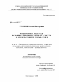 Трушкин, Евгений Викторович. Мониторинг ресурсов развития производственных систем в корпоративном управлении: дис. кандидат экономических наук: 08.00.05 - Экономика и управление народным хозяйством: теория управления экономическими системами; макроэкономика; экономика, организация и управление предприятиями, отраслями, комплексами; управление инновациями; региональная экономика; логистика; экономика труда. Новочеркасск. 2008. 187 с.