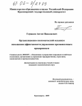 Глушков, Антон Николаевич. Организационно-экономический механизм повышения эффективности управления промышленным предприятием: дис. кандидат экономических наук: 08.00.05 - Экономика и управление народным хозяйством: теория управления экономическими системами; макроэкономика; экономика, организация и управление предприятиями, отраслями, комплексами; управление инновациями; региональная экономика; логистика; экономика труда. Красноярск. 2005. 142 с.
