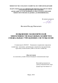 Фазлиев, Ильдар Наильевич. Повышение экономической эффективности подсобных хозяйств в специальных учреждениях системы ФСИН: дис. кандидат наук: 08.00.05 - Экономика и управление народным хозяйством: теория управления экономическими системами; макроэкономика; экономика, организация и управление предприятиями, отраслями, комплексами; управление инновациями; региональная экономика; логистика; экономика труда. Пермь. 2018. 220 с.
