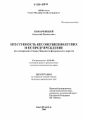 Комарницкий, Анатолий Васильевич. Преступность несовершеннолетних и ее предупреждение: По материалам Северо-Западного федерального округа: дис. кандидат юридических наук: 12.00.08 - Уголовное право и криминология; уголовно-исполнительное право. Санкт-Петербург. 2006. 304 с.