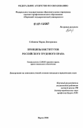 Собянина, Мария Дмитриевна. Принципы институтов российского трудового права: дис. кандидат юридических наук: 12.00.05 - Трудовое право; право социального обеспечения. Пермь. 2006. 154 с.