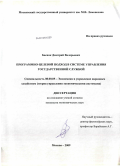 Баснак, Дмитрий Валерьевич. Программно-целевой подход в системе управления государственной службой: дис. кандидат экономических наук: 08.00.05 - Экономика и управление народным хозяйством: теория управления экономическими системами; макроэкономика; экономика, организация и управление предприятиями, отраслями, комплексами; управление инновациями; региональная экономика; логистика; экономика труда. Москва. 2009. 144 с.