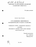 Хисматов, Тимур Расихович. Пути повышения эффективности функционирования трудового коллектива: дис. кандидат социологических наук: 22.00.03 - Экономическая социология и демография. Уфа. 2003. 165 с.