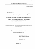 Мякинин, Дмитрий Анатольевич. Развитие организационно-экономических основ трудовой занятости молодежи в современных условиях: дис. кандидат экономических наук: 08.00.05 - Экономика и управление народным хозяйством: теория управления экономическими системами; макроэкономика; экономика, организация и управление предприятиями, отраслями, комплексами; управление инновациями; региональная экономика; логистика; экономика труда. Москва. 2011. 184 с.