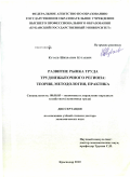 Кутаев, Шихрагим Кутаевич. Развитие рынка труда трудоизбыточного региона: теория, методология, практика: дис. доктор экономических наук: 08.00.05 - Экономика и управление народным хозяйством: теория управления экономическими системами; макроэкономика; экономика, организация и управление предприятиями, отраслями, комплексами; управление инновациями; региональная экономика; логистика; экономика труда. Краснодар. 2010. 316 с.