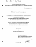 Забазнова, Татьяна Александровна. Развитие сельскохозяйственного производства в условиях орошения: организационно-экономический аспект: На материалах Волгоградской области: дис. кандидат экономических наук: 08.00.05 - Экономика и управление народным хозяйством: теория управления экономическими системами; макроэкономика; экономика, организация и управление предприятиями, отраслями, комплексами; управление инновациями; региональная экономика; логистика; экономика труда. Кисловодск. 2004. 195 с.