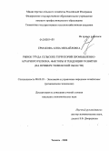 Ермакова, Анна Михайловна. Рынок труда сельских территорий промышленно-аграрного региона: факторы и тенденции развития: на примере Тюменской области: дис. кандидат экономических наук: 08.00.05 - Экономика и управление народным хозяйством: теория управления экономическими системами; макроэкономика; экономика, организация и управление предприятиями, отраслями, комплексами; управление инновациями; региональная экономика; логистика; экономика труда. Тюмень. 2008. 218 с.