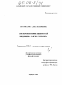 Пустовалова, Елена Валерьевна. Системное бытие ценностей индивидуального субъекта: дис. кандидат философских наук: 09.00.01 - Онтология и теория познания. Барнаул. 2005. 136 с.