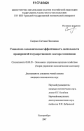 Смирных, Светлана Николаевна. Социально-экономическая эффективность деятельности предприятий государственного сектора экономики: дис. кандидат экономических наук: 08.00.05 - Экономика и управление народным хозяйством: теория управления экономическими системами; макроэкономика; экономика, организация и управление предприятиями, отраслями, комплексами; управление инновациями; региональная экономика; логистика; экономика труда. Екатеринбург. 2007. 206 с.