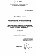 Пелецкий, Кирилл Иванович. Совершенствование механизмов управления малым предприятием в электротехнической промышленности: дис. кандидат экономических наук: 08.00.05 - Экономика и управление народным хозяйством: теория управления экономическими системами; макроэкономика; экономика, организация и управление предприятиями, отраслями, комплексами; управление инновациями; региональная экономика; логистика; экономика труда. Москва. 2006. 165 с.