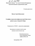 Михеев, Сергей Николаевич. Специфика управления инфраструктурой общества и рынком труда в Западной Сибири: дис. кандидат социологических наук: 22.00.08 - Социология управления. Екатеринбург. 2004. 187 с.