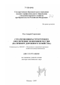 Реус, Андрей Георгиевич. Стратегия инфраструктурного обеспечения экономики России: на примере дорожного хозяйства: дис. доктор экономических наук: 08.00.05 - Экономика и управление народным хозяйством: теория управления экономическими системами; макроэкономика; экономика, организация и управление предприятиями, отраслями, комплексами; управление инновациями; региональная экономика; логистика; экономика труда. Москва. 2007. 374 с.