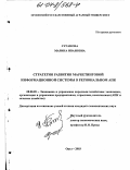 Суганова, Марина Ивановна. Стратегия развития маркетинговой информационной системы в региональном АПК: дис. кандидат экономических наук: 08.00.05 - Экономика и управление народным хозяйством: теория управления экономическими системами; макроэкономика; экономика, организация и управление предприятиями, отраслями, комплексами; управление инновациями; региональная экономика; логистика; экономика труда. Орел. 2003. 206 с.
