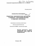 Соколова, Ольга Александровна. Структура экономических интересов в процессе интеграции России в мировую экономику: дис. кандидат экономических наук: 08.00.01 - Экономическая теория. Кострома. 2004. 182 с.