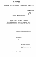 Гаранина, Марина Петровна. Трудовой потенциал и оценка эффективности его использования в промышленном комплексе региона: дис. кандидат экономических наук: 08.00.05 - Экономика и управление народным хозяйством: теория управления экономическими системами; макроэкономика; экономика, организация и управление предприятиями, отраслями, комплексами; управление инновациями; региональная экономика; логистика; экономика труда. Самара. 2007. 167 с.