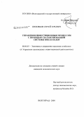 Шеховцов, Сергей Юрьевич. Управление инвестиционным процессом с помощью сбалансированной системы показателей: дис. кандидат экономических наук: 08.00.05 - Экономика и управление народным хозяйством: теория управления экономическими системами; макроэкономика; экономика, организация и управление предприятиями, отраслями, комплексами; управление инновациями; региональная экономика; логистика; экономика труда. Волгоград. 2008. 150 с.