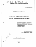 Бабкин, Владимир Павлович. Управление социальным развитием крупной промышленной корпорации: дис. кандидат экономических наук: 08.00.05 - Экономика и управление народным хозяйством: теория управления экономическими системами; макроэкономика; экономика, организация и управление предприятиями, отраслями, комплексами; управление инновациями; региональная экономика; логистика; экономика труда. Москва. 2002. 164 с.