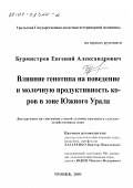Бурмистров, Евгений Александрович. Влияние генотипа на поведение и молочную продуктивность коров в зоне Южного Урала: дис. кандидат сельскохозяйственных наук: 06.02.04 - Частная зоотехния, технология производства продуктов животноводства. Троицк. 2001. 148 с.